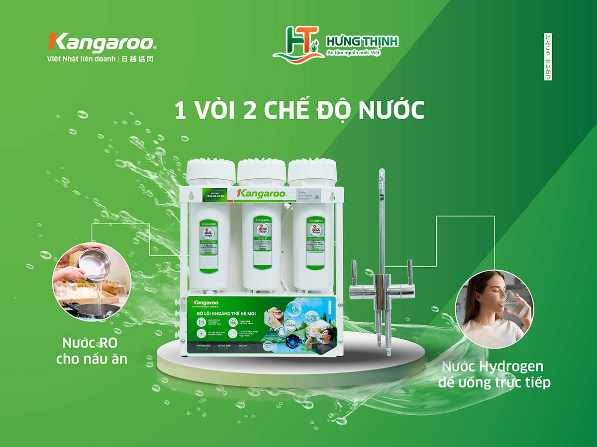 1 vòi 2 chế độ nước RO - Hydrogen tiện lợi